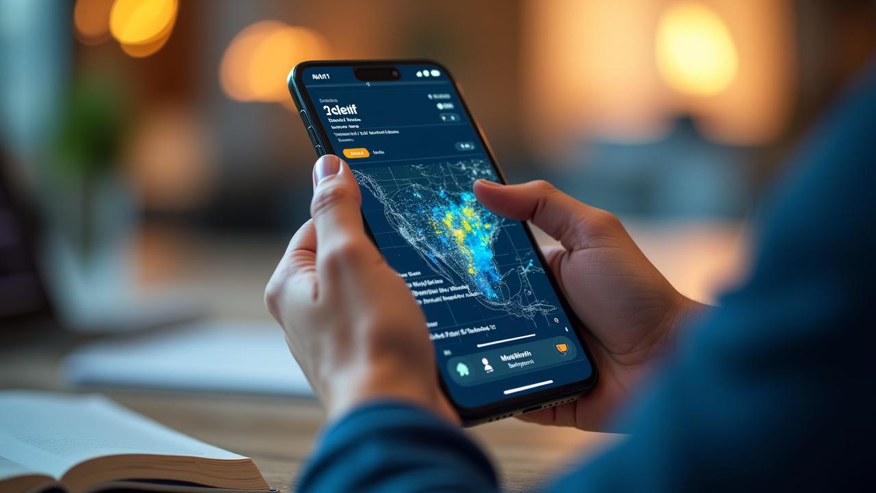 Anteprima dell'app NimbusLearn su smartphone con grafici meteorologici AI